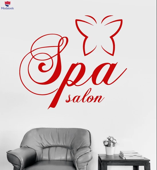 Otel Dekorasyonu Duvar Sticker Spa Salon Logosu Kelebek Güzellik Kadın Çıkartmaları Eşsiz Hediyelik