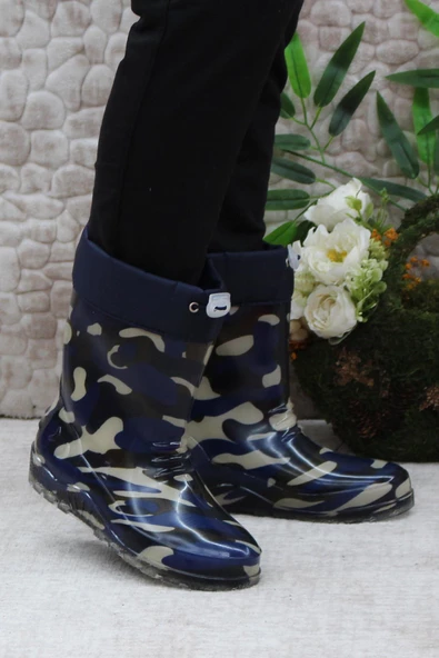 Fort 7061 Lacivert Kamuflaj İçi Peluşlu Su Geçirmez Erkek Çocuk Kar Yağmur Çizmesi - Resim 3