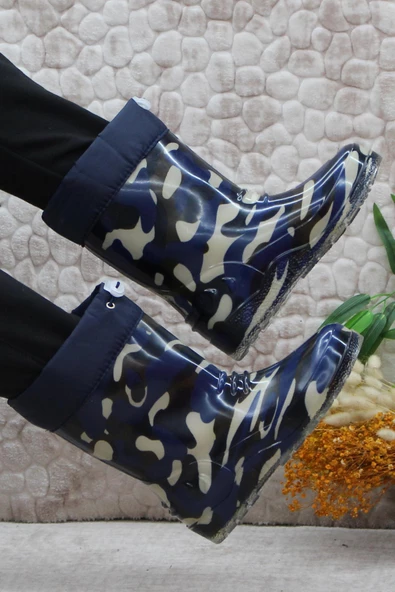 Fort 7061 Lacivert Kamuflaj İçi Peluşlu Su Geçirmez Erkek Çocuk Kar Yağmur Çizmesi - Resim 5