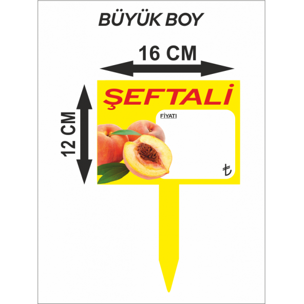 Şeftali Baskılı Meyve Yazılıp Silinebilir Saplamalı Plastik Fıyat Etiket - 3