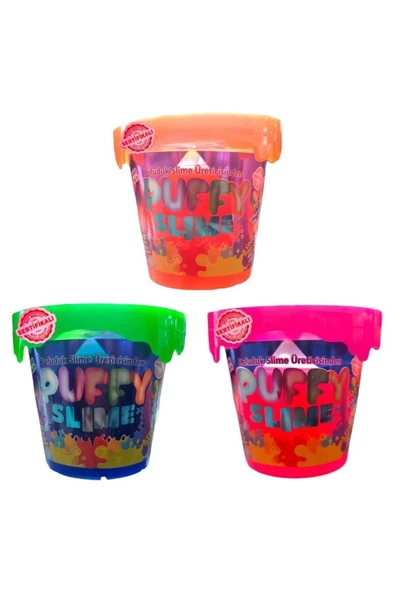 BamBamToys Puffy Slime Yeni Trend Slime - 3 Adet Pofuduk Slime Neon Renkli 120 Gr Slaym