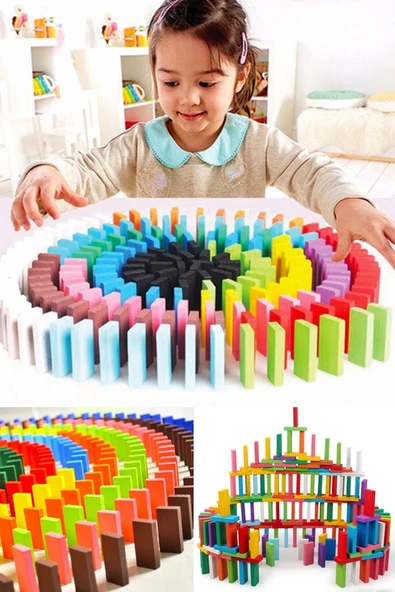 BamBamToys 100 Parça Renkli Ahşap Domino Taşı Seti ürün görseli
