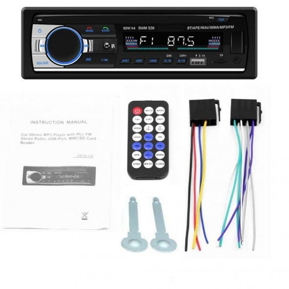 Çift Usb Girişli Bluetooth Oto Teyp Araba Teybi Radyo Usb Sd Aux Teyp Amfi Çıkışlı 4x60 Watt - 2