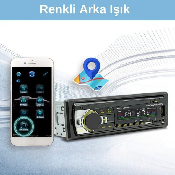 Çift Usb Girişli Bluetooth Oto Teyp Araba Teybi Radyo Usb Sd Aux Teyp Amfi Çıkışlı 4x60 Watt - 7
