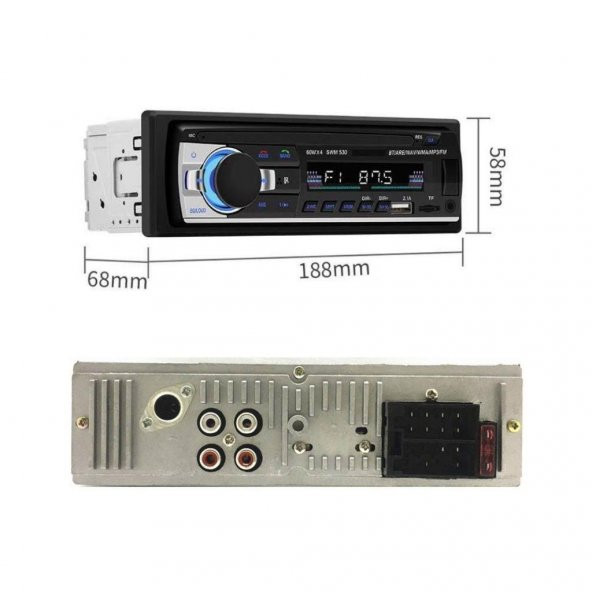 Çift Usb Girişli Bluetooth Oto Teyp Araba Teybi Radyo Usb Sd Aux Teyp Amfi Çıkışlı 4x60 Watt - 9