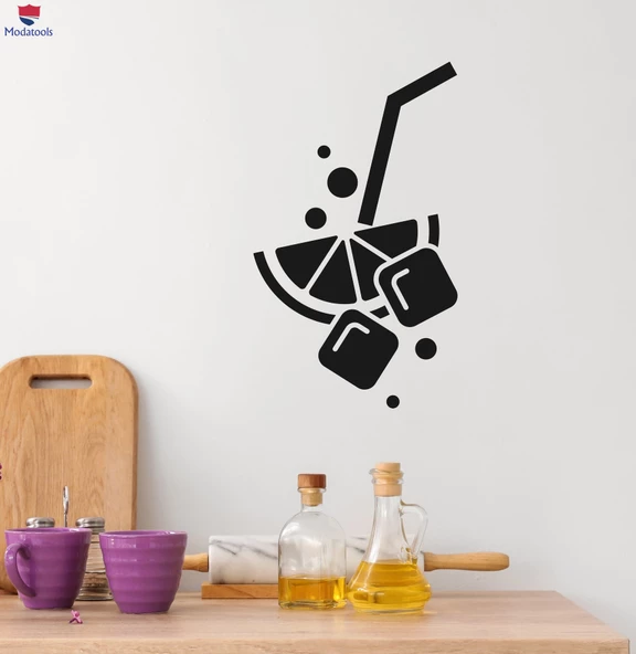 Kokteyl Barları Restoranlar Duvar Sticker Buz Dilim Limon Tüpleri Barlar için Dekor Çıkartmalar