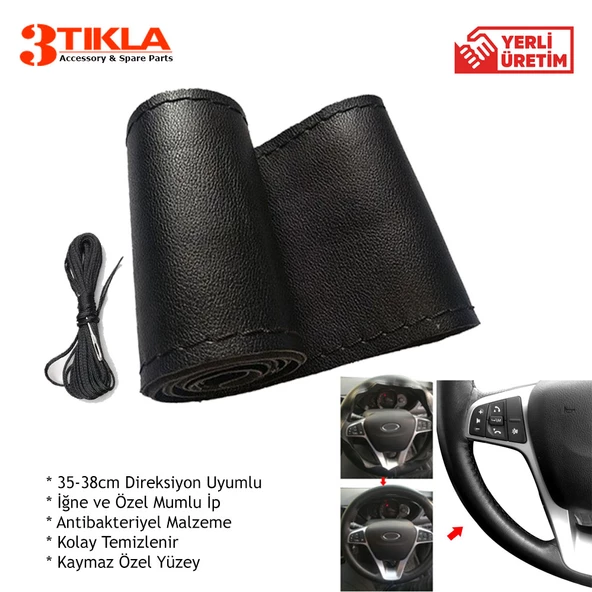 Lüks Set Fiat Punto Evo 2011 Delmesiz Çelik Ayaklı Gri-Siyah Kolçak Kol Dayama, Direksiyon Kılıfı - 3
