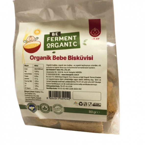 Organik Bebek Bisküvisi 80 gr