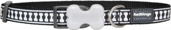 Reddingo Reflektörlü Kemik Desenli Siyah Boyun Tasması S 15mm  24-36 cm