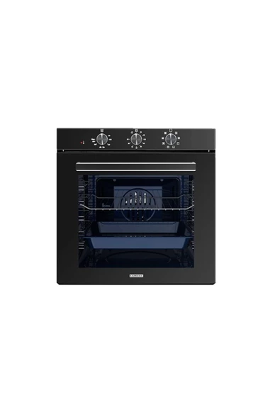 LUXELL 88 LİTRE SÜPER KRİSTAL SİYAH  ANKASTRE 2 Lİ SET(A68-sf3 Fırın da88 Davlumbaz Rotary Düğmeli) - 3