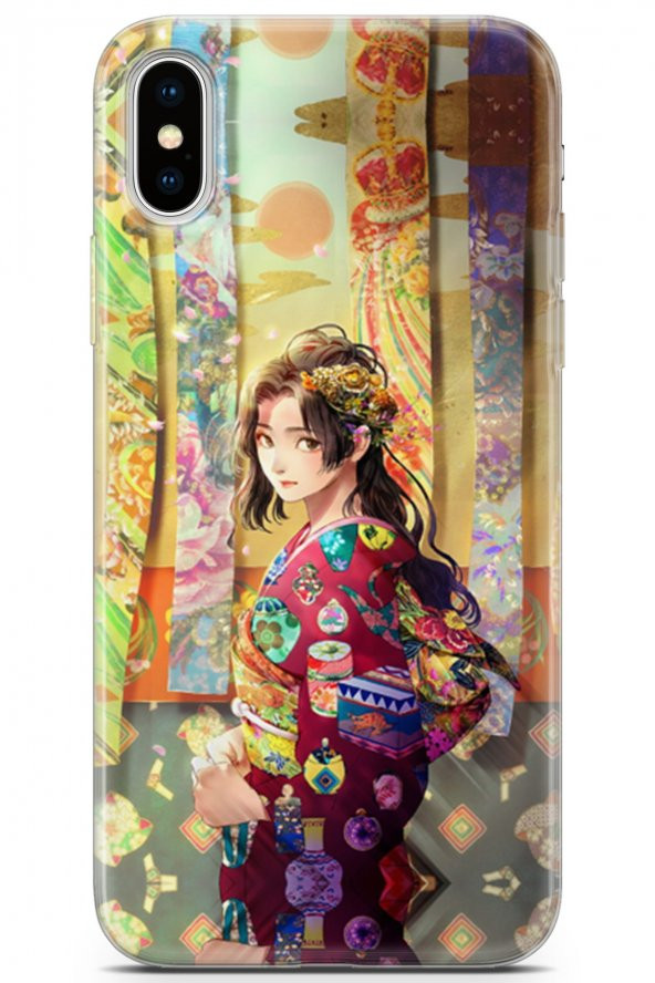 Apple iPhone X - XS Kılıf Seri Anime 15 Çin Anime Kalın Silikon Parliement Mavi
