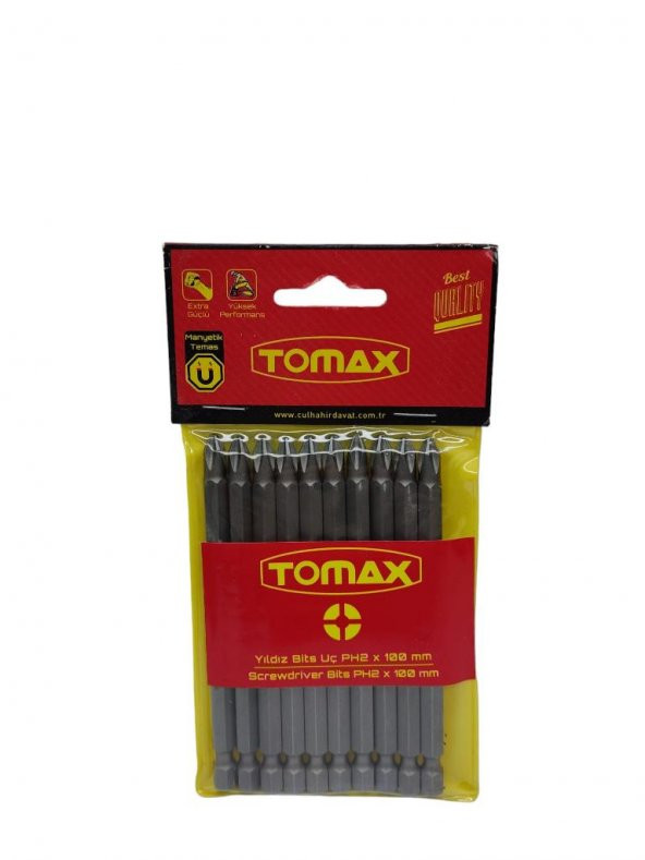 Tomax Yıldız Bits Uç Ph2x100 mm (10 Adet)