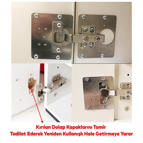 Dolap Kapak Taş Menteşe Tamir Sacı Nobel Pratik Onarım Kiti Yuva Tablası 6,5x9 - 3