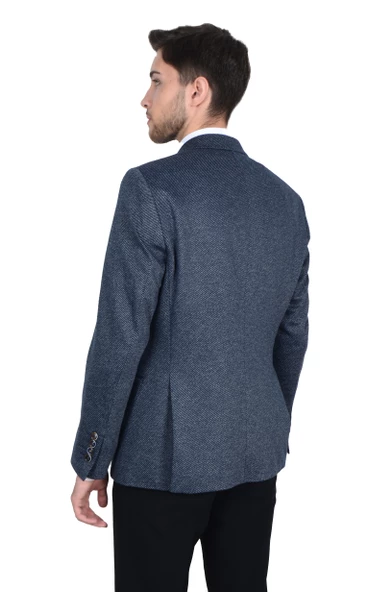 Cengiz İnler Kırlangıç Yaka Verev Desenli Erkek Kruvaze Ceket - 12