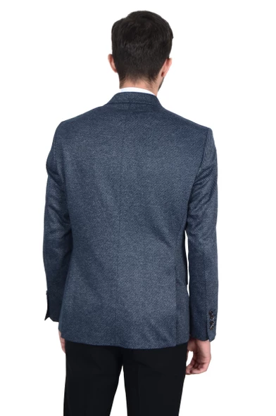 Cengiz İnler Kırlangıç Yaka Verev Desenli Erkek Kruvaze Ceket - 9