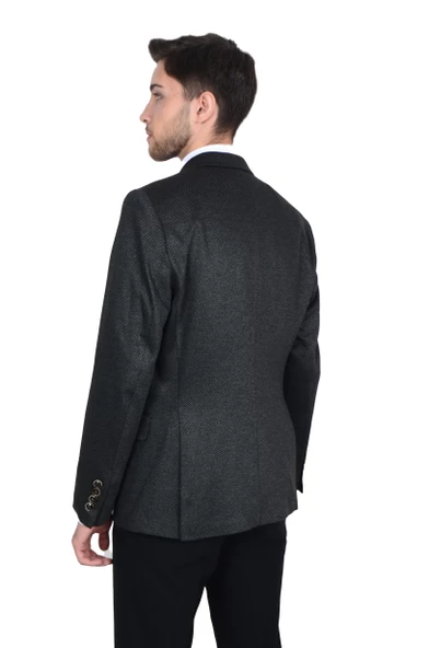 Cengiz İnler Kırlangıç Yaka Verev Desenli Erkek Kruvaze Ceket - 2