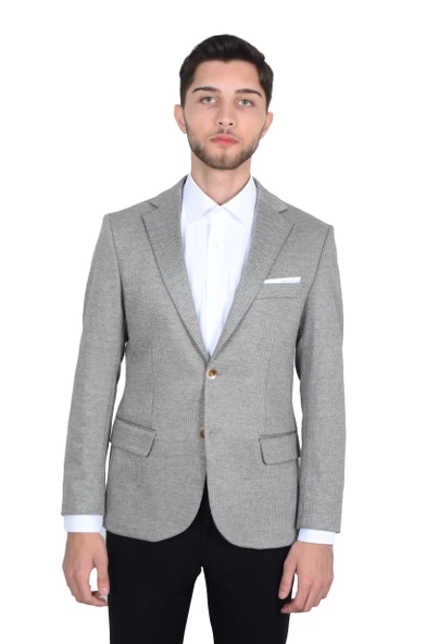 Cengiz İnler Mono Yaka Kuş Gözü Erkek Ceket - 10