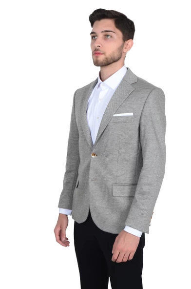 Cengiz İnler Mono Yaka Kuş Gözü Erkek Ceket - 9