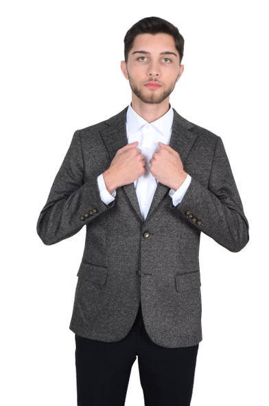 Cengiz İnler Mono Yaka Kuş Gözü Erkek Ceket - 8