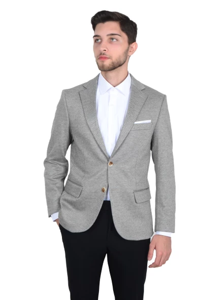 Cengiz İnler Mono Yaka Kuş Gözü Erkek Ceket - 12