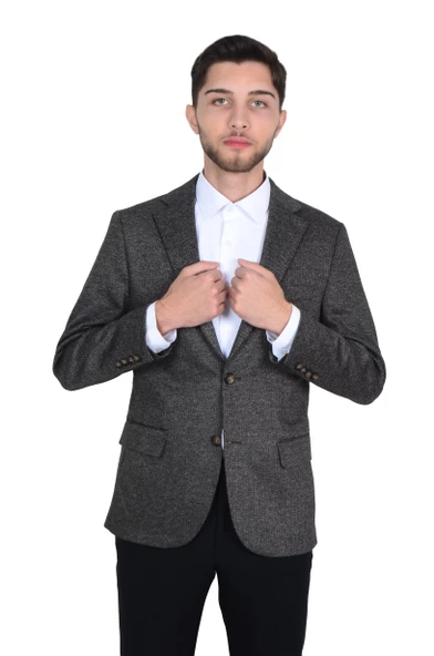 Cengiz İnler Mono Yaka Kuş Gözü Erkek Ceket - 2