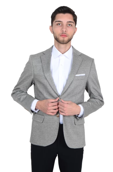 Cengiz İnler Mono Yaka Kuş Gözü Erkek Ceket - 11