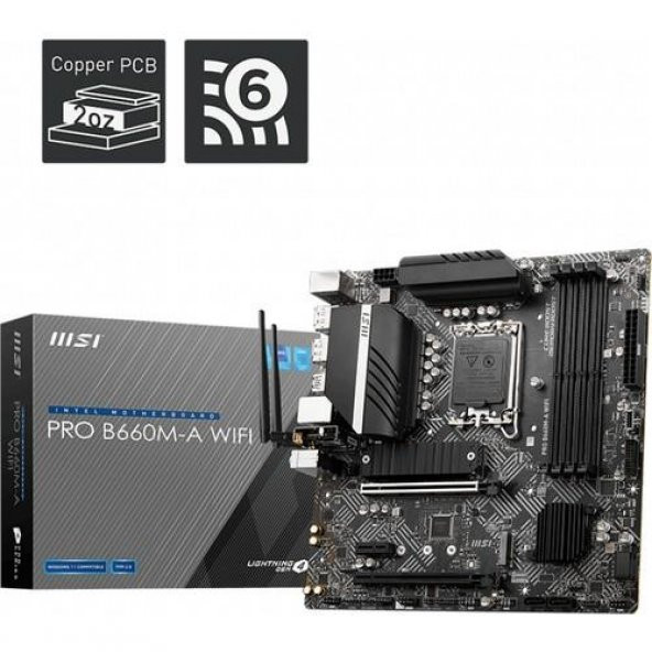 MSI PRO B660M-A D4 Wi-Fi Intel LGA1700 DDR4 Micro ATX Anakart Teşhir