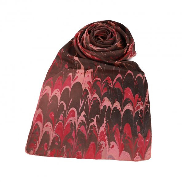 e38 KADIN RENKLİ EBRU FULAR -F0021 - 2