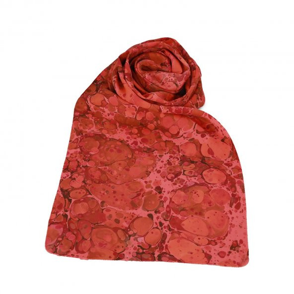 e38 KADIN RENKLİ EBRU FULAR -F0023 - 2