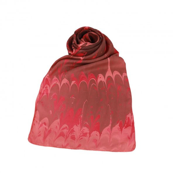 e38 KADIN RENKLİ EBRU FULAR -F0024 - 2