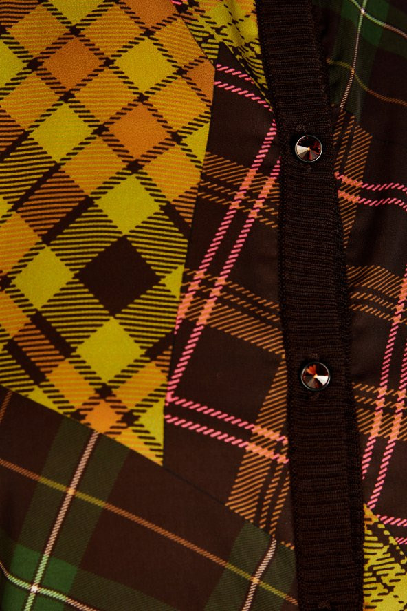 Kadın Baskı Desenli Triko Örme Hırka - 2