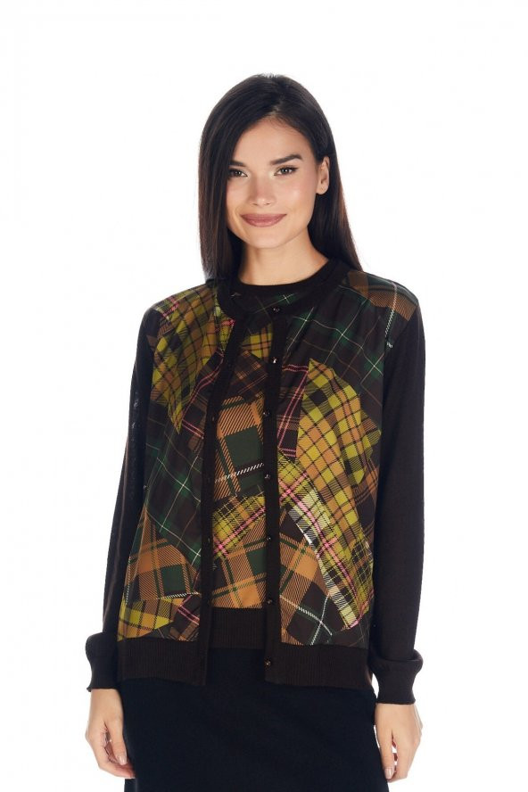 Kadın Baskı Desenli Triko Örme Hırka - 3