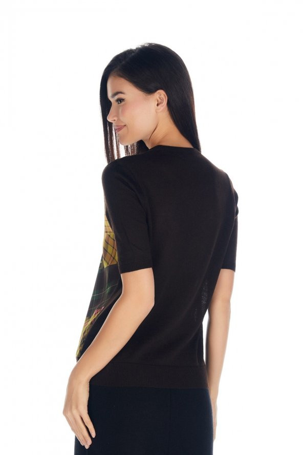 Kadın Baskı Desenli Triko Örme Hırka - 4