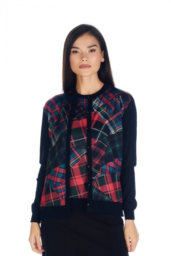 Kadın Baskı Desenli Triko Örme Hırka - 7