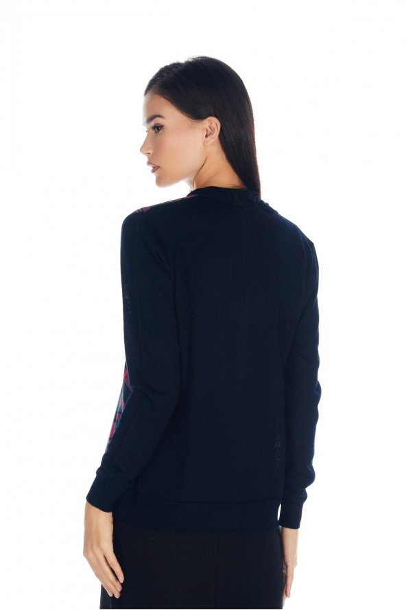 Kadın Baskı Desenli Triko Örme Hırka - 8