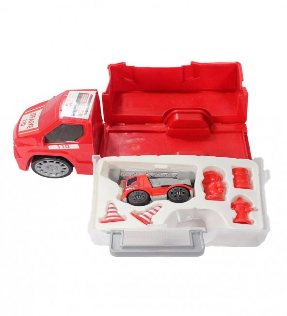 2in1 İtfaiye Arabalı, 7 Parçalı Oyuncak İtfaiyeci SETİ - 3