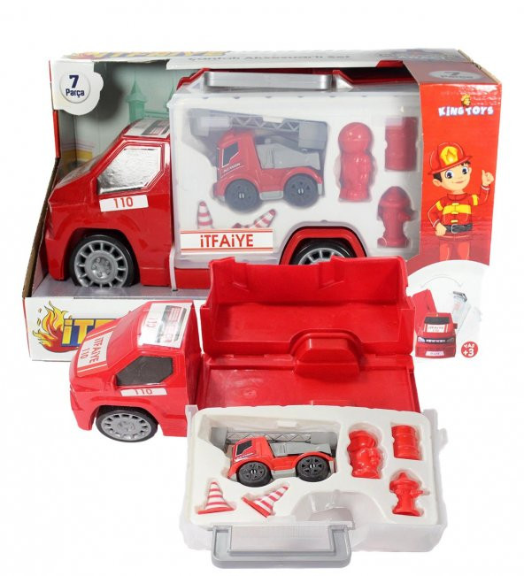 2in1 İtfaiye Arabalı, 7 Parçalı Oyuncak İtfaiyeci SETİ - 5
