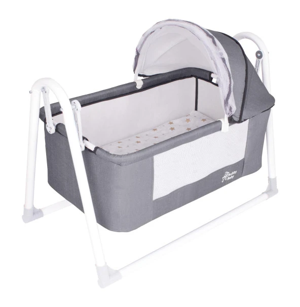 Chubby Baby First Class Portatif-Keten Tenteli Sepet Beşik Silinebilir Kumaş Füme - 2