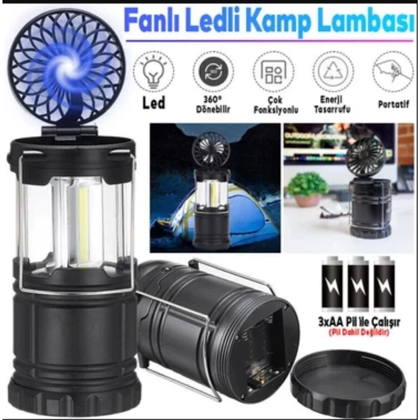 Klaus Fanlı Kamp Lambası 3W 200 Lumen 3 X AA Pil (Dahil Değil)