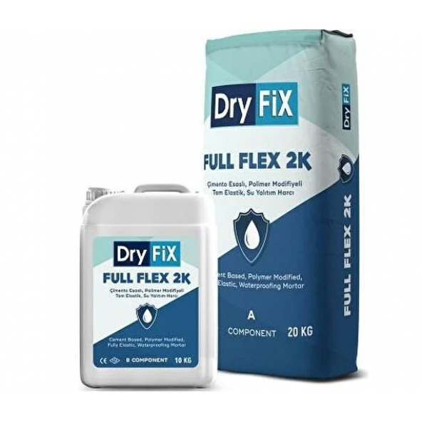 DryFix Full Flex 2K Çift Kompenantlı 30 kg Çimento Esaslı, Polimer Modifiyeli Tam Elastik, Su Yalıtım Harcı