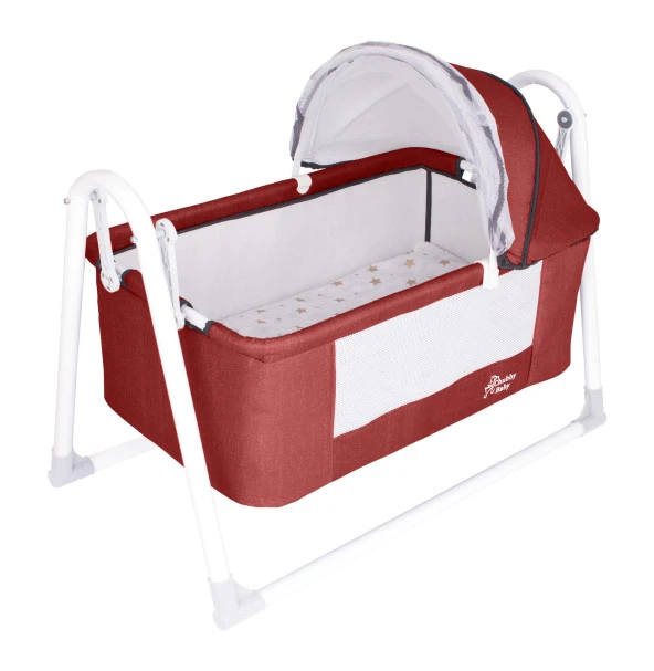 Chubby Baby First Class Portatif-Keten Tenteli Sepet Beşik Silinebilir Kumaş Kırmızı - 2