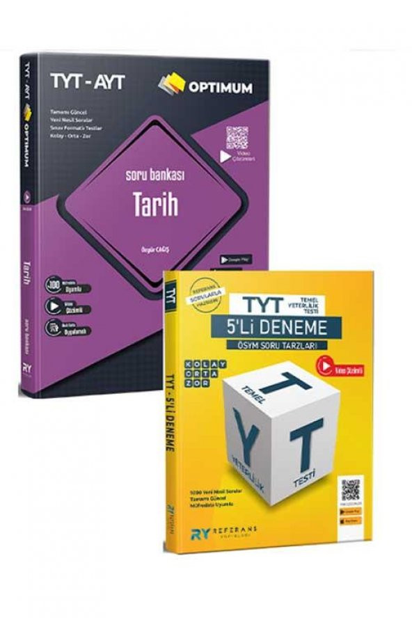 2024 Optimum TYT AYT Tarih Soru Bankası TYT 5 li Tüm Dersler Deneme Seti Referans Yayınları