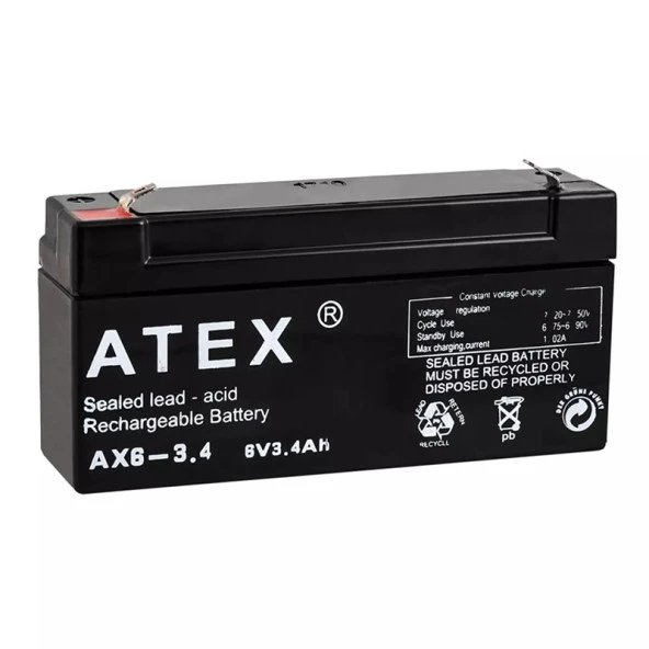 ATEX AX6-3.4 6 VOLT - 3.4 AMPER YATIK AKÜ (12.5X6X3CM) (K0)