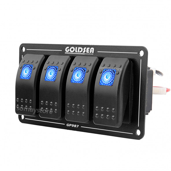 Goldsea 4 Anahtarlı Switch Panel Slim Model Kontrol Paneli Mavi Işıklı 12-24v