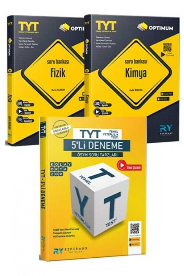 2024 Optimum TYT Fizik TYT Kimya Video Çözümlü Soru Bankası TYT 5 li Deneme Seti Referans