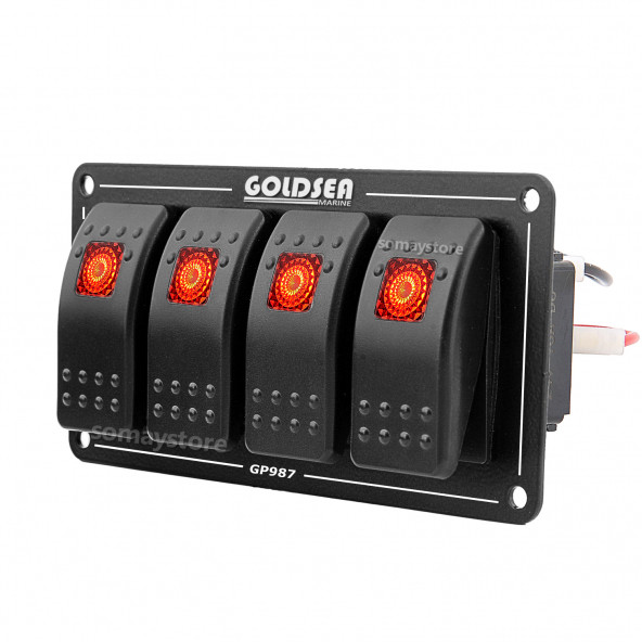 Goldsea 4 Anahtarlı Switch Panel Slim Model Kontrol Paneli Kırmızı Işıklı 12-24v