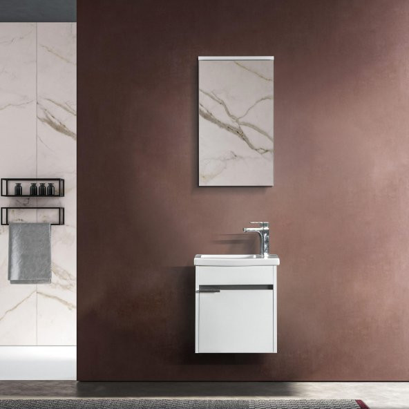 Bagnora Mare 45 cm MDF Beyaz Banyo Dolabı Takımı