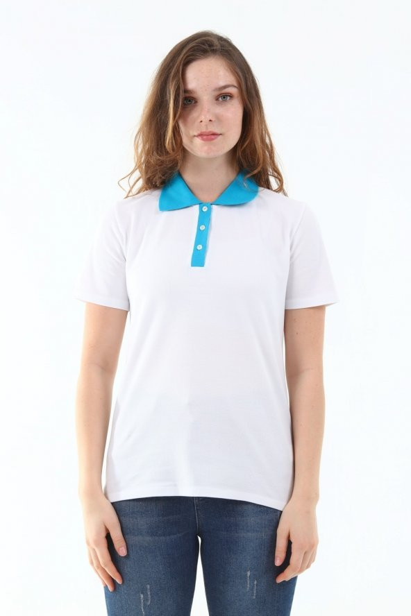 Polo Yaka Pike Kadın Pamuk T-shirt