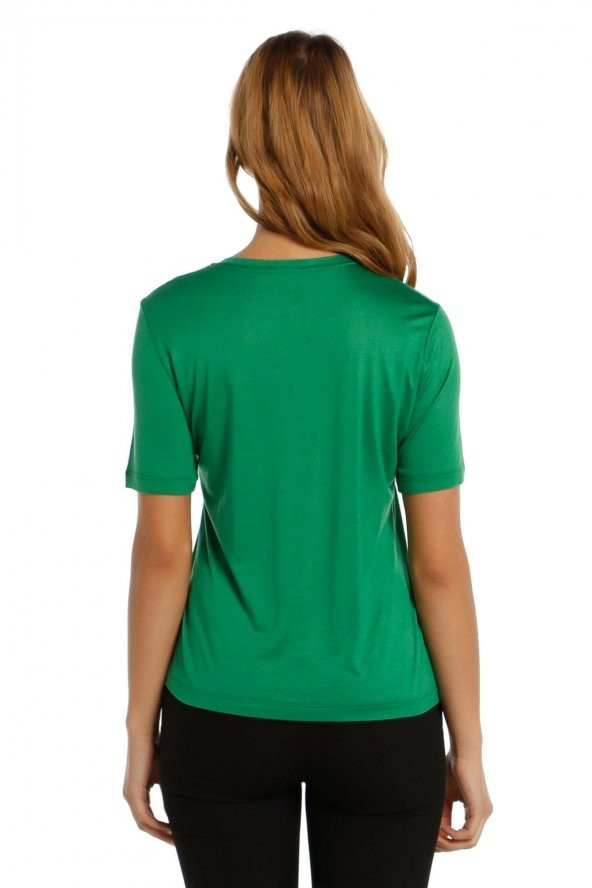 Payet Detaylı Merserize Süper Lüks Örme Kumaş T-shirt - 2