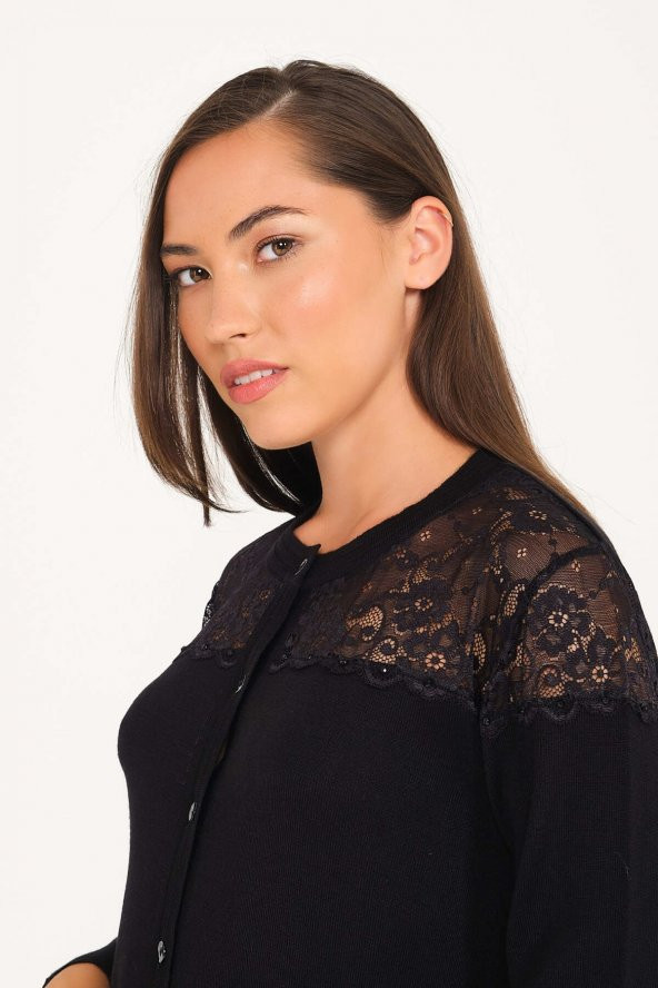 Dantelli Italyan Yün Hırka-bluz Takım - 4